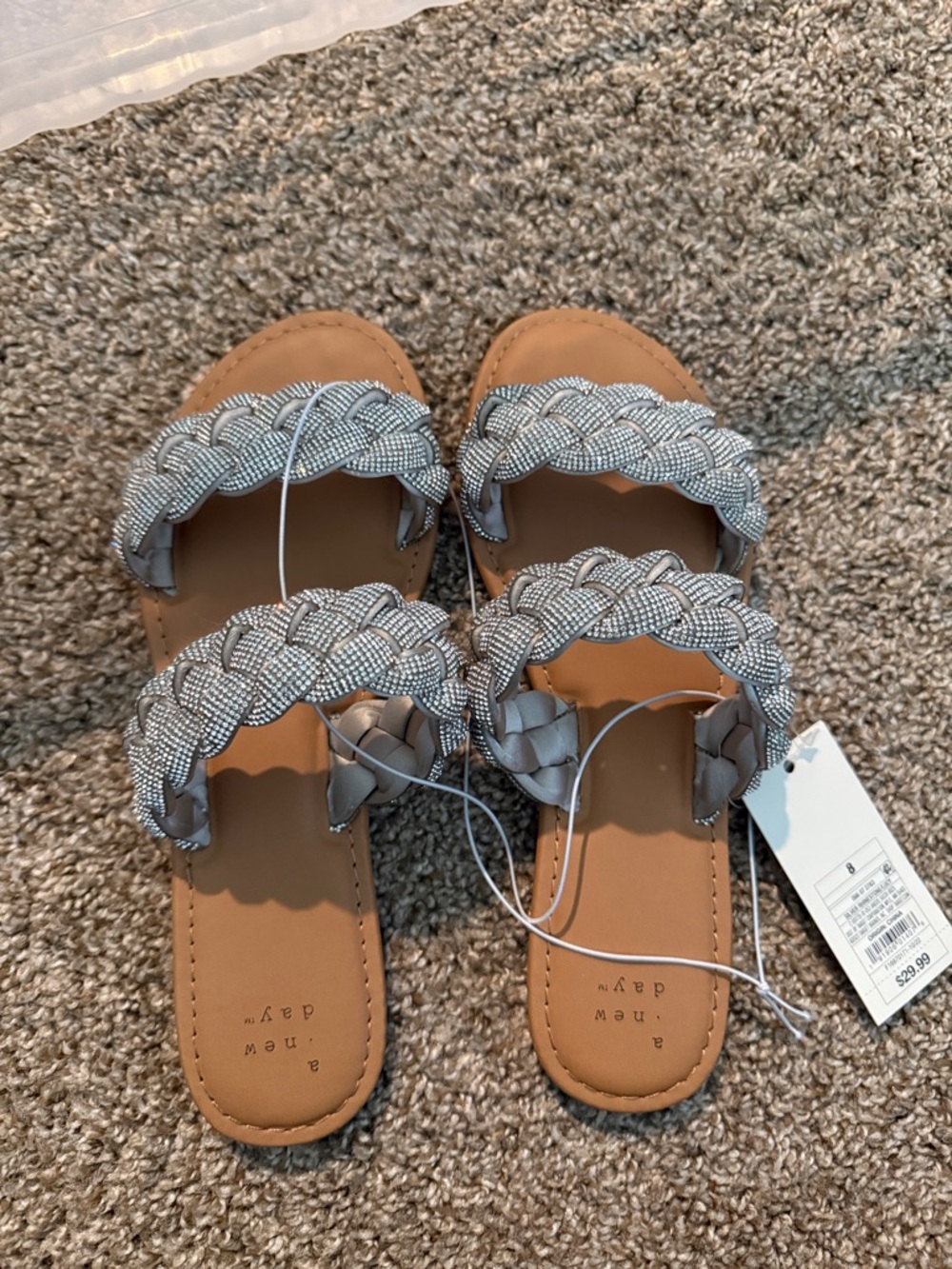a new day Braided Double-Strap rhinestone sandal